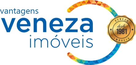 Imagem da seção de vantagens da Veneza Imóveis. Logo da Veneza, com o selo de 1981 (data da fundação) e também os dizeres de 'vantagens'.